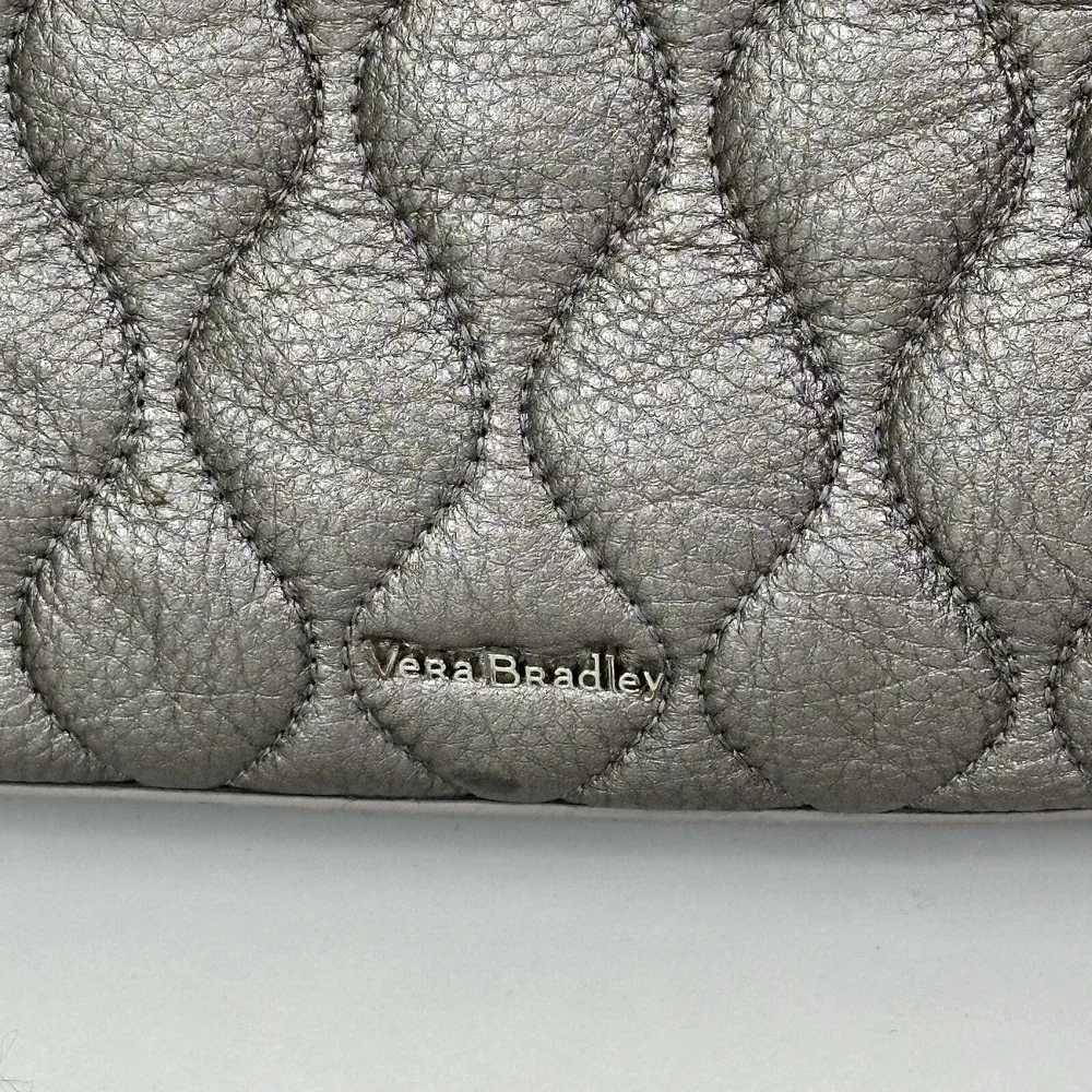 Vera Bradley Quilted Leather Molly Crossbody Purse Silver Metallic Crossbody Bag